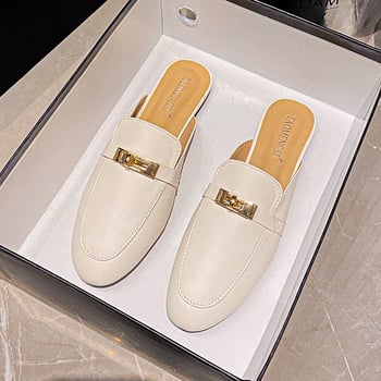 111-A2 Дамски кожени мюли със закопчалка, slip-on