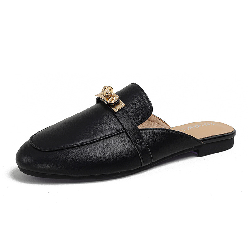 111-A2 Дамски кожени мюли със закопчалка, slip-on