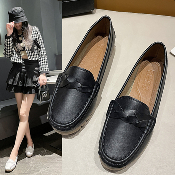 Ženske loaferice u korejskom stilu, okrugli vrh, mekana potplat, niski pet, slip-on, jednobojne