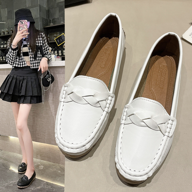 Ženske loaferice u korejskom stilu, okrugli vrh, mekana potplat, niski pet, slip-on, jednobojne
