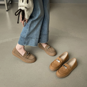 Ženske kožne loaferice od kravlje kože, šumski retro stil, okrugli vrh, slip-on, ravni potplati za proljeće i jesen