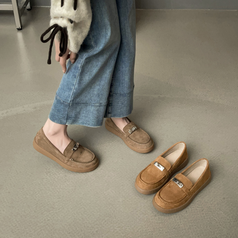 Ženske kožne loaferice od kravlje kože, šumski retro stil, okrugli vrh, slip-on, ravni potplati za proljeće i jesen