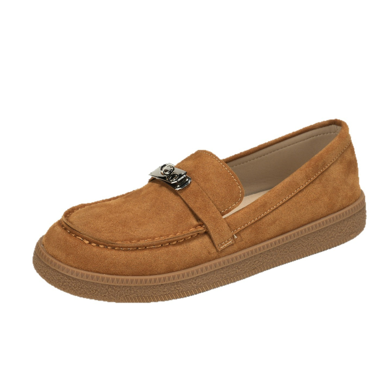 Ženske kožne loaferice od kravlje kože, šumski retro stil, okrugli vrh, slip-on, ravni potplati za proljeće i jesen