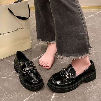 Ženske loaferice s debelim potplatom i povećanjem visine, 2025 proljeće–jesen, britanski stil, kožne slip-on cipele