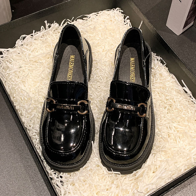 Ženske loaferice s debelim potplatom i povećanjem visine, 2025 proljeće–jesen, britanski stil, kožne slip-on cipele