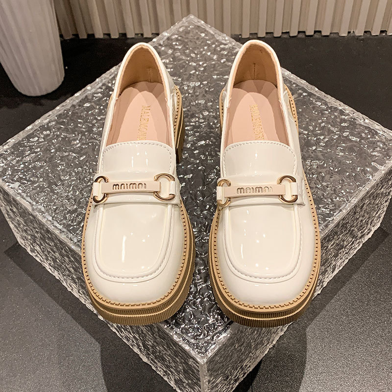 Ženske loaferice s debelim potplatom i povećanjem visine, 2025 proljeće–jesen, britanski stil, kožne slip-on cipele