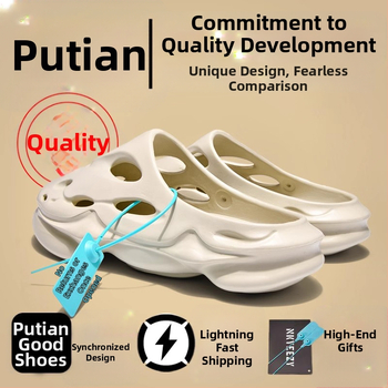 Brand Cao, Sandale fără toc pentru bărbați și femei, respirabile pentru vară, purtare exterioară, talpă groasă 3-5 cm, partea superioară EVA, căptușeală din piele, stil roman, deget în formă de gură de pește