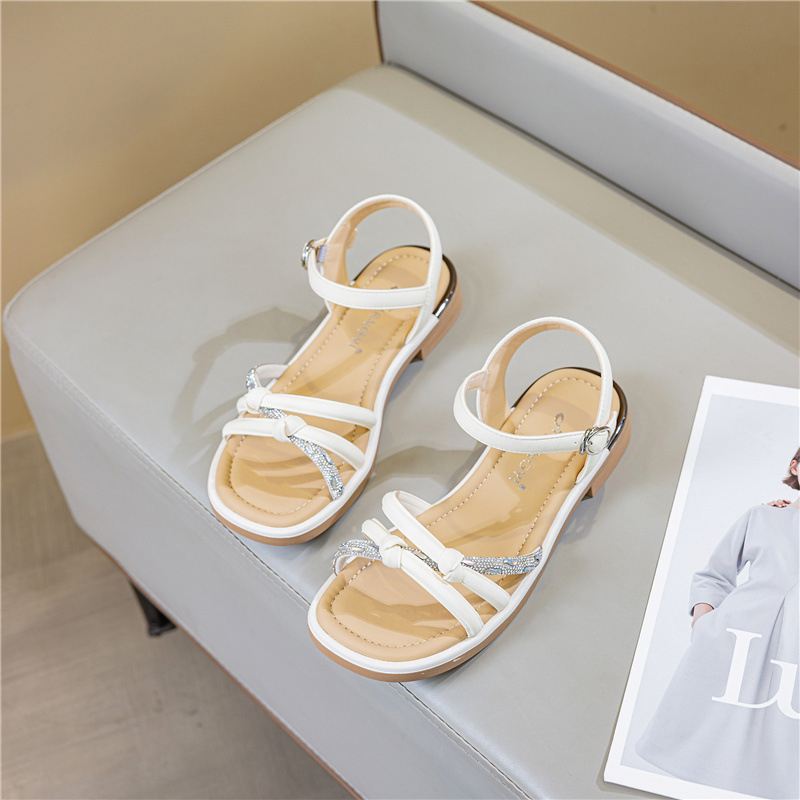Sandale femei cu cristale, curea cu o singură bandă, stil franțuzesc de zână, EU 41-43, vară 2025