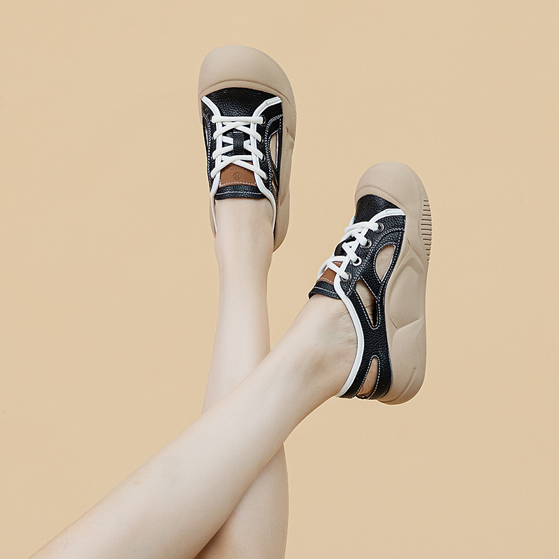 Sandale sport pentru femei, model nou 2026, vară, cu vârf închis, respirante, cu decupaje, casual și versatile, mărime mare 41–43