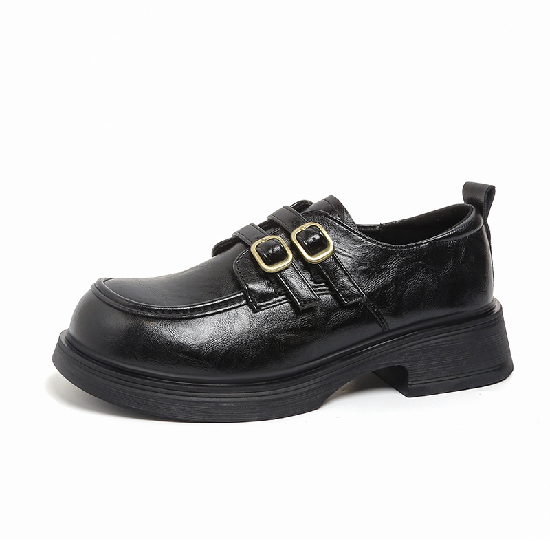 Ženske loaferice s debelim potplatom, crne, slip-on, retro britanski stil, proljeće 2026