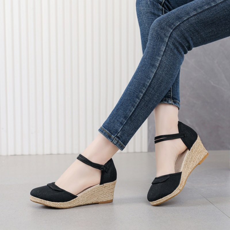 Sandale de vară pentru femei, 2026, stil nou, toc wedge, curele romane casual
