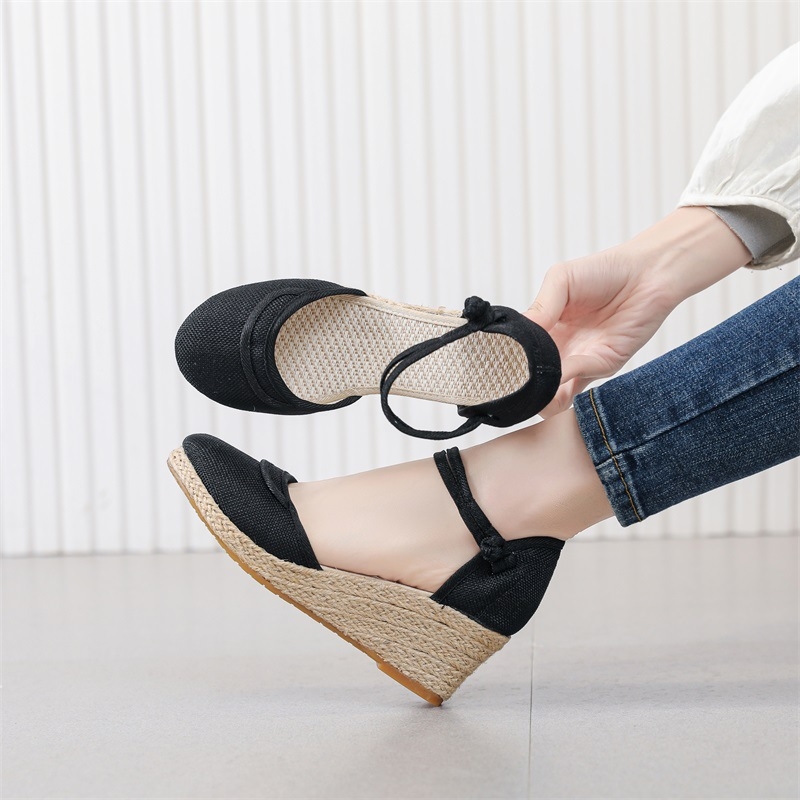 Sandale de vară pentru femei, 2026, stil nou, toc wedge, curele romane casual
