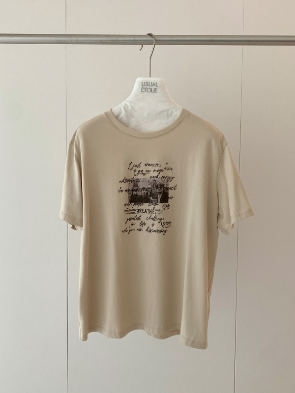 DT Etolie vintage betűnyomatú rövid ujjú felső nőknek, laza szabás, kerek nyakú, retro-casual stílus