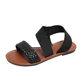 Sandale romane pentru femei, mărime mare, vară 2024, curele țesute, respirante, talpă din cauciuc, cu curea de gleznă elastică