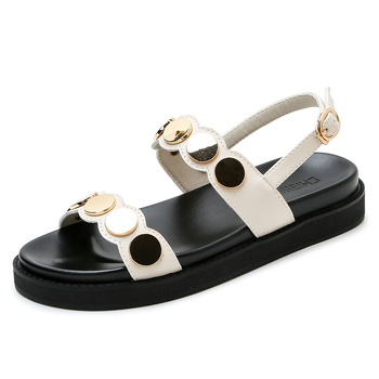 Дамски сандали с дебел под и една презрамка, летен стил, римски дизайн