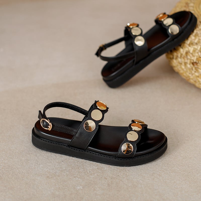 Дамски сандали с дебел под и една презрамка, летен стил, римски дизайн