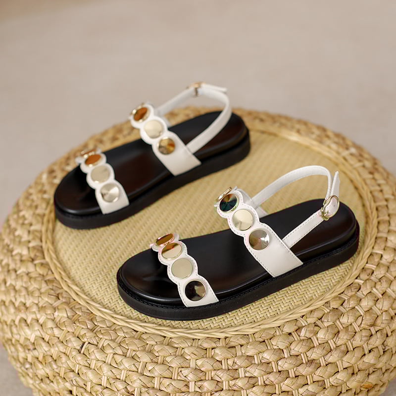 Дамски сандали с дебел под и една презрамка, летен стил, римски дизайн
