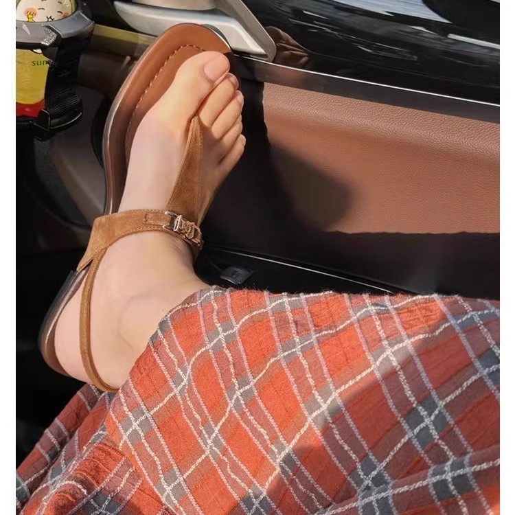 Sandale romane pentru femei, curea între degete, talpă plată, aerate