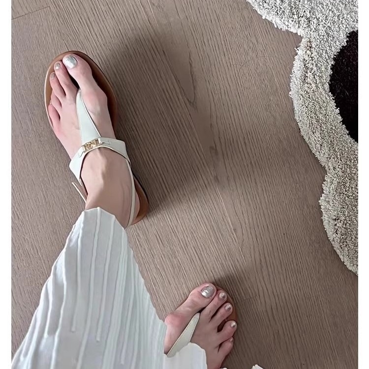 Sandale romane pentru femei, curea între degete, talpă plată, aerate