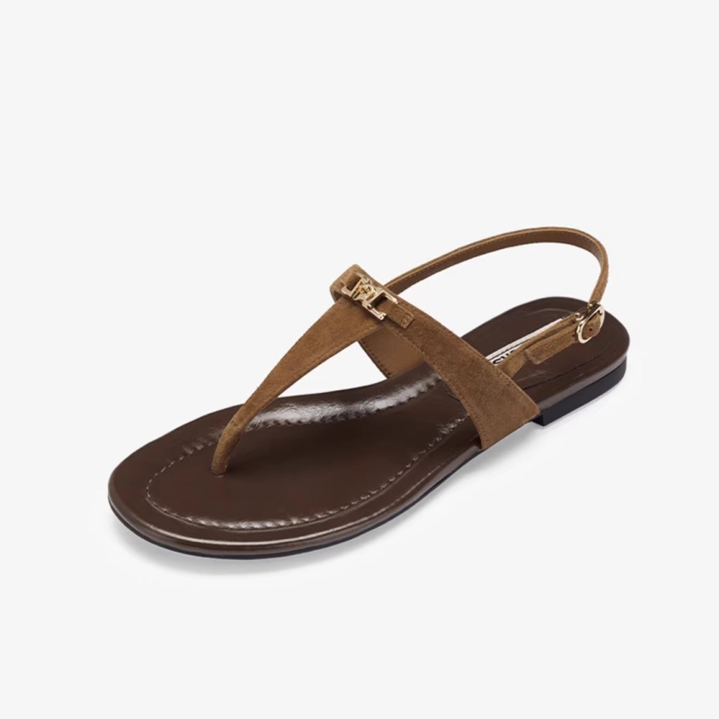 Sandale romane pentru femei, curea între degete, talpă plată, aerate