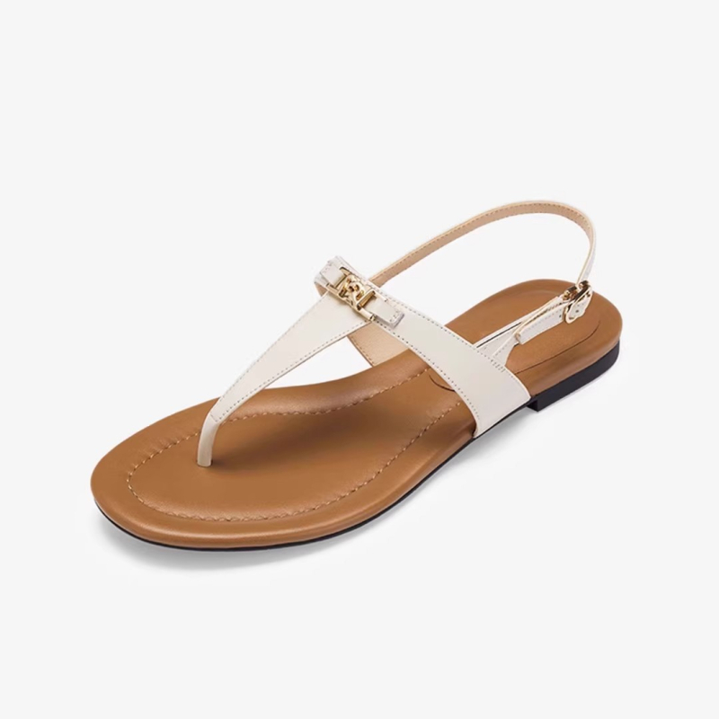 Sandale romane pentru femei, curea între degete, talpă plată, aerate