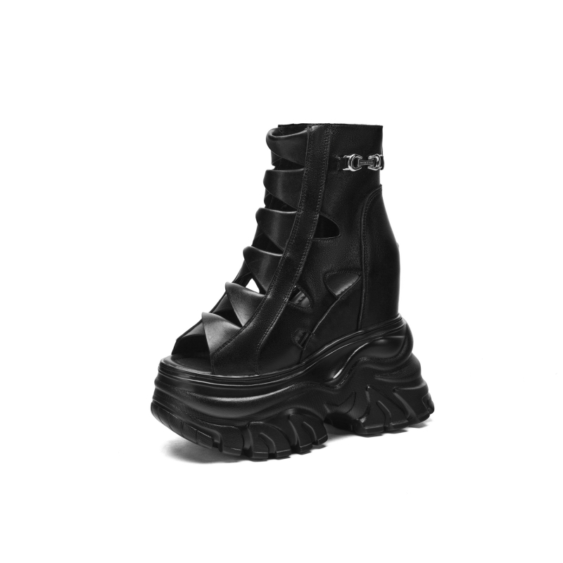 14 cm visoke rimske sandale od prave kože s debelim potplatom, ženske ljetne platforme, britanski stil