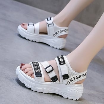 Ženske pletene Velcro sportske sandale, korejskog stila platforma s debelim potplatom, casual velike veličine, jesen 2025