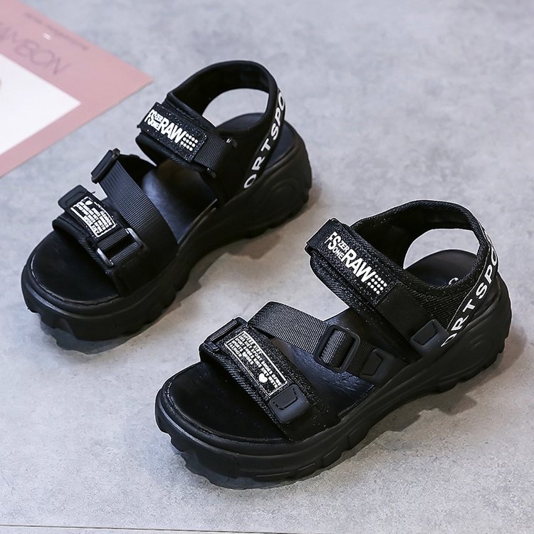Ženske pletene Velcro sportske sandale, korejskog stila platforma s debelim potplatom, casual velike veličine, jesen 2025