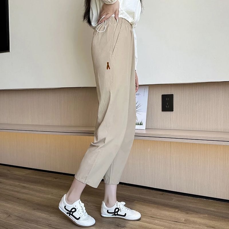 Ženske cropped harém hlače od ice silk, brzo sušenje, UV zaštita, udoban, casual ravni kroj, duljina 9/10