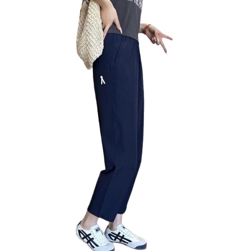 Ženske cropped harém hlače od ice silk, brzo sušenje, UV zaštita, udoban, casual ravni kroj, duljina 9/10