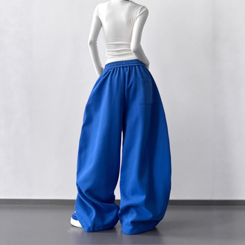 Ženske hlače Klein Blue s širokim krojem, visokim strukom, duge, casual, jesen/zima 2025