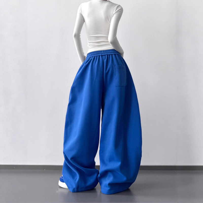 Ženske hlače Klein Blue s širokim krojem, visokim strukom, duge, casual, jesen/zima 2025