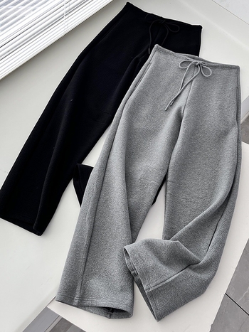 Nova moda: uski struk i bananasti silueta, ležerni kroj, debeli casual hlače s vezicama za zimu – 3041