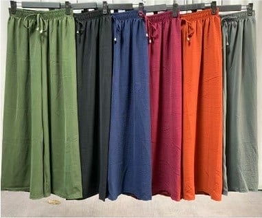 Ljetne hlače visokog struka, opuštenog kroja, plus veličina, jednobojne boje, elastični pojas, široke nogavice, culotte stil