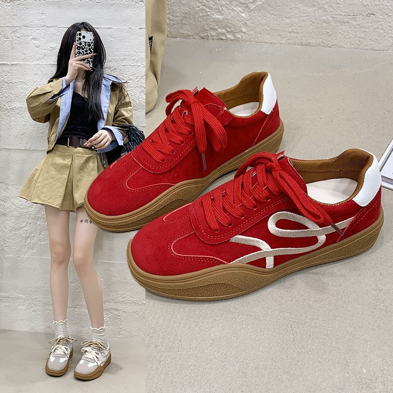 Pantofi de antrenament pentru femei cu design retro color-block și talpă groasă, stil german, primăvara 2026, pantofi sport casual cu înălțire