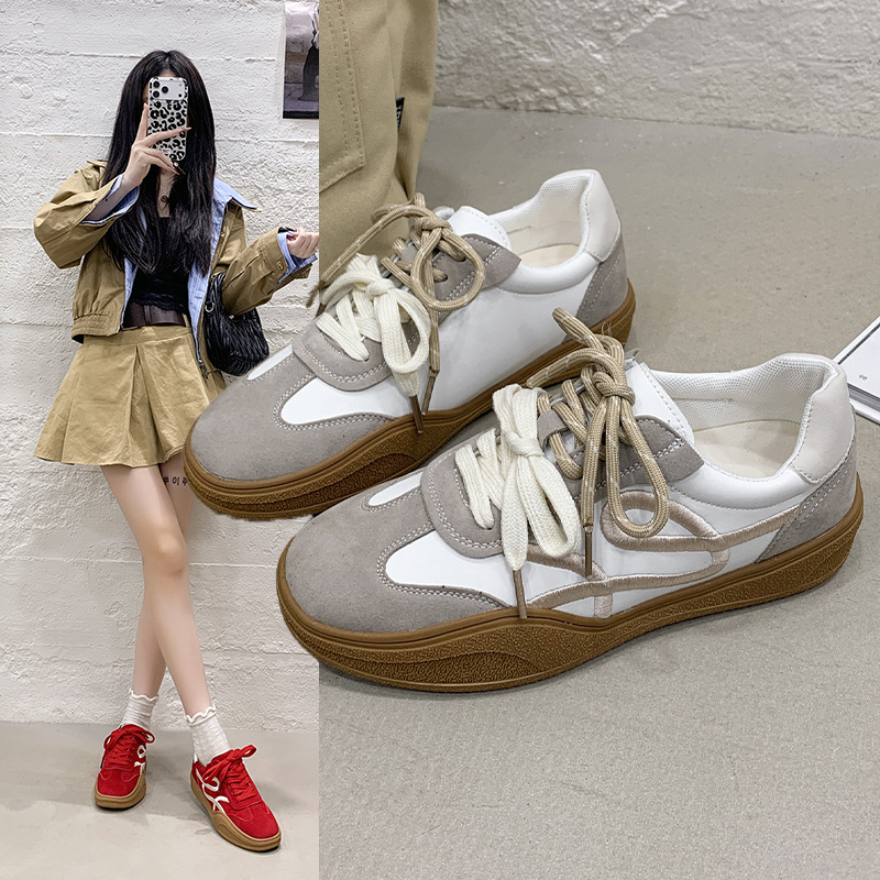 Pantofi de antrenament pentru femei cu design retro color-block și talpă groasă, stil german, primăvara 2026, pantofi sport casual cu înălțire