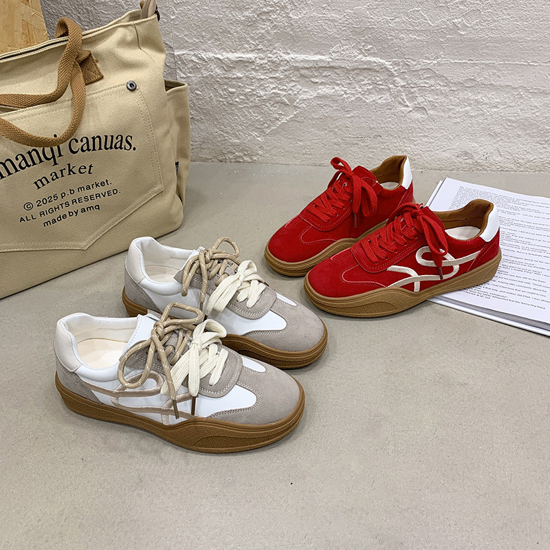 Pantofi de antrenament pentru femei cu design retro color-block și talpă groasă, stil german, primăvara 2026, pantofi sport casual cu înălțire