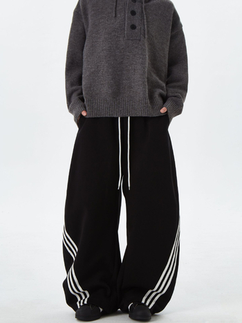 Američki gradski stil: široke sportske hlače s prugama i blokovima boja, unisex, retro dizajn, s vrpcom u struku i opuštenim krojem