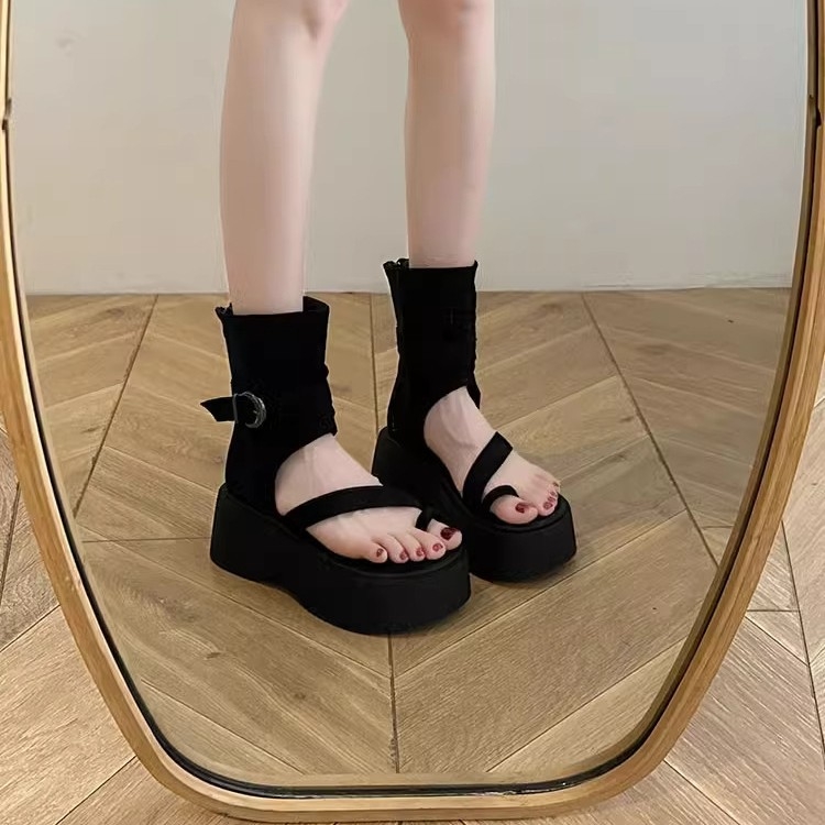 Sandele s vilinskim stilom, srednje visoke potpetice, bijele platnene sandale, svestrane i elegantne (model 2025)