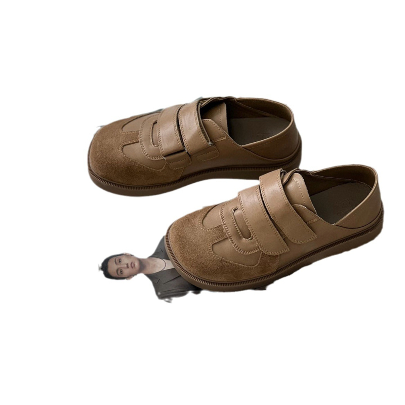 Ženske tenisice od nubuk kože – Forrest Gump stil, retro, niski gornji dio, zaobljeni vrh, jesenska 2023, meka koža, Velcro zatvarač, gumeni potplat