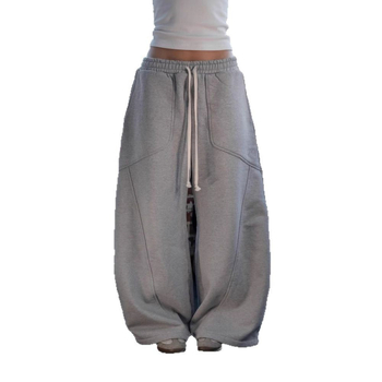 Unisex široke pamukne hlače s vezom, hip-hop streetwear, udobne casual hlače