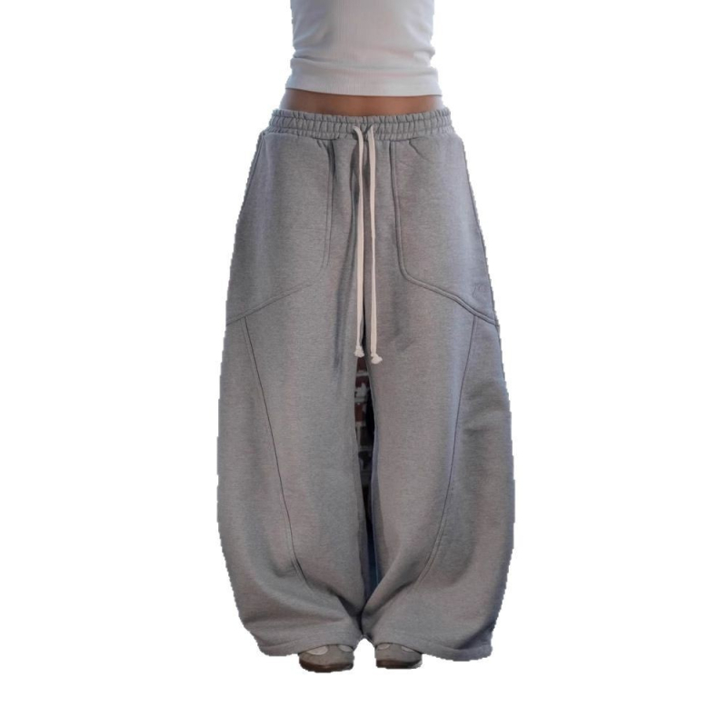 Unisex široke pamukne hlače s vezom, hip-hop streetwear, udobne casual hlače