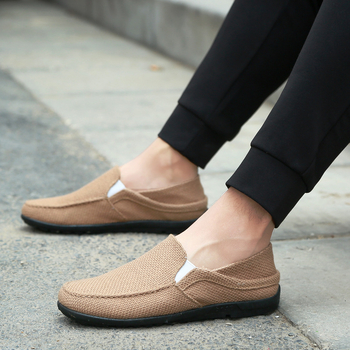 Muške platnene tenisice, prozračne, udobne slip-on, mekana potplata, niski kroj, okrugla prednja strana, inspirirane starim pekinškim platnenim cipelama, tatine cipele