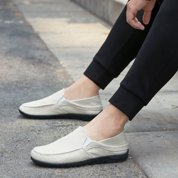 Muške platnene tenisice, prozračne, udobne slip-on, mekana potplata, niski kroj, okrugla prednja strana, inspirirane starim pekinškim platnenim cipelama, tatine cipele