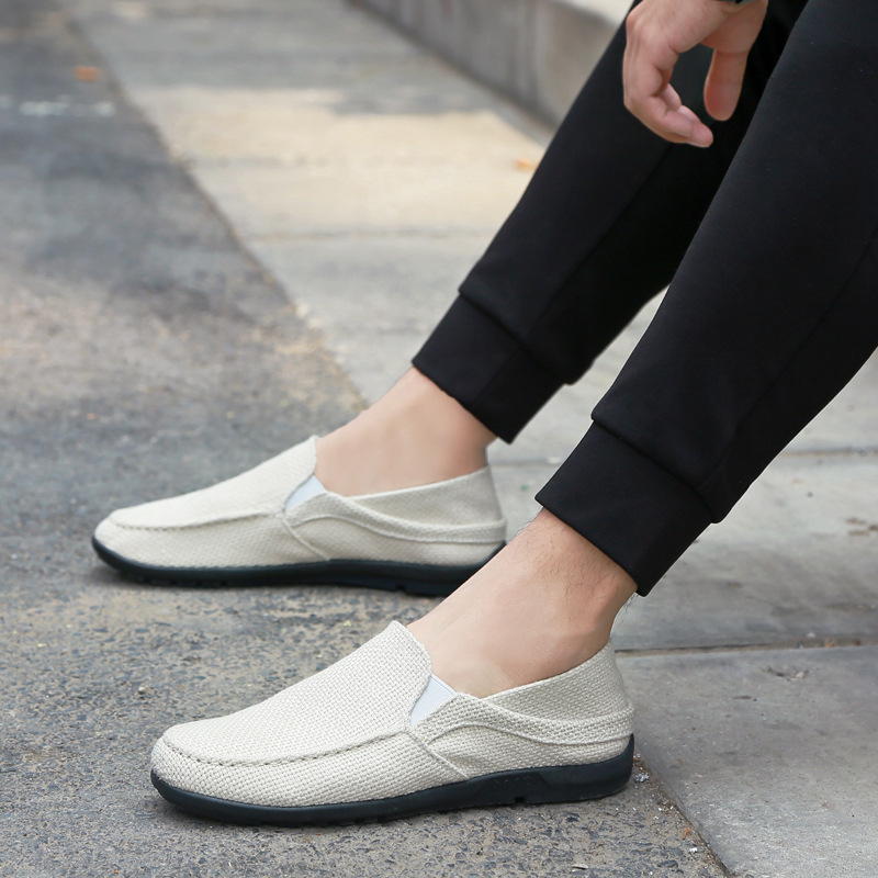 Muške platnene tenisice, prozračne, udobne slip-on, mekana potplata, niski kroj, okrugla prednja strana, inspirirane starim pekinškim platnenim cipelama, tatine cipele