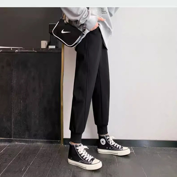 Ženske pamuk jogger hlače, ležernog haremskog kroja, crne