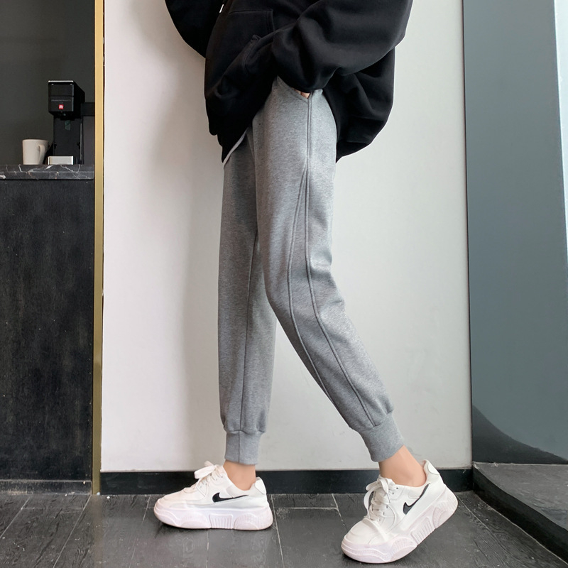 Ženske pamuk jogger hlače, ležernog haremskog kroja, crne