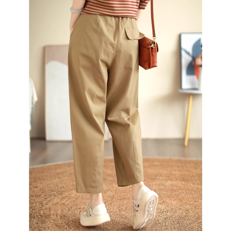 Ženske hlače harém u Hong Kong chic retro casual stila, za jesen-zimu, s flisom u unutrašnjosti, širokog kroja, naglašavaju struk i vizualno vitkiju siluetu, velike veličine, duljina do gležnja