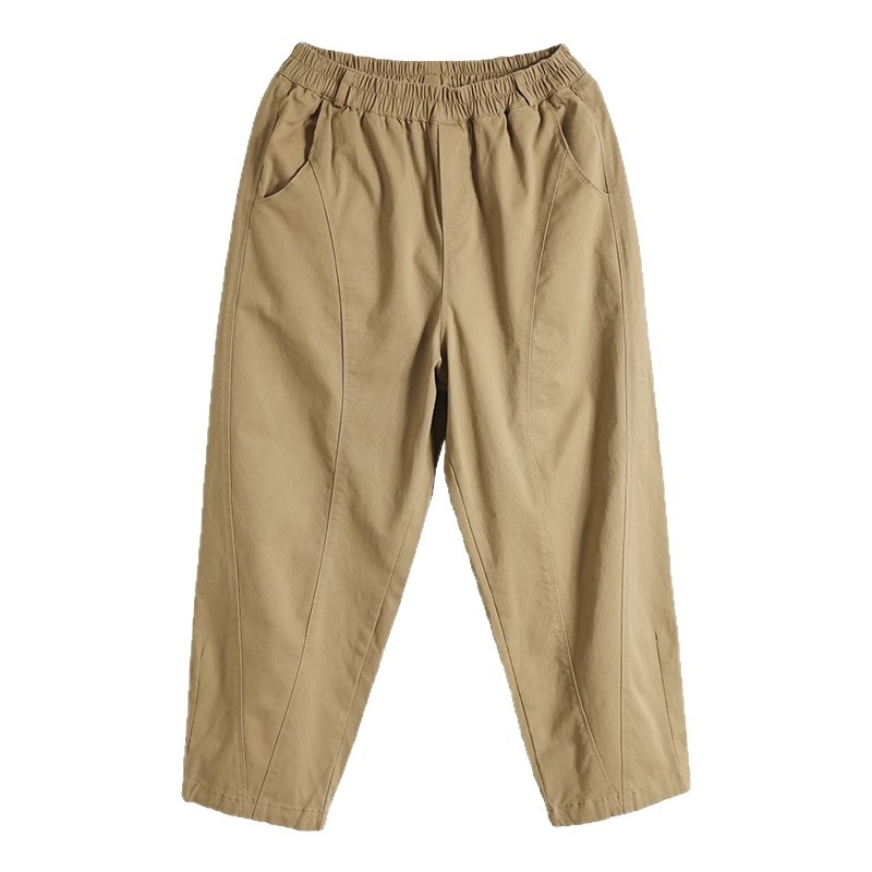 Ženske hlače harém u Hong Kong chic retro casual stila, za jesen-zimu, s flisom u unutrašnjosti, širokog kroja, naglašavaju struk i vizualno vitkiju siluetu, velike veličine, duljina do gležnja