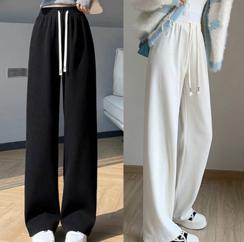 Ženske hlače od corduroya, visokim strukom, ravni kroj, opuštene casual hlače.